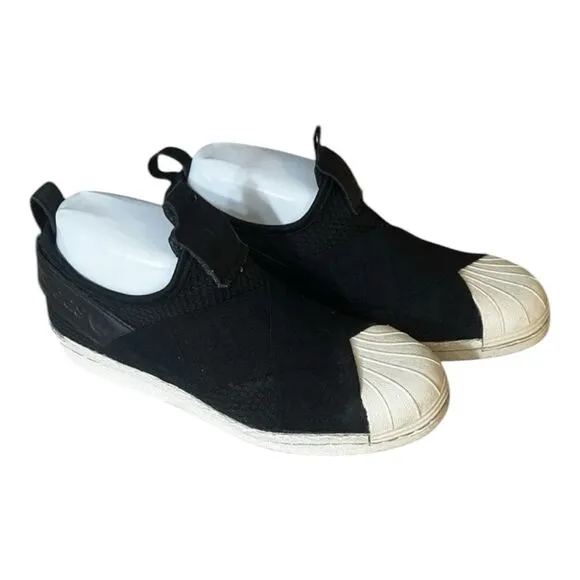 Adidas Women Black White Sneakers Size 5.5 Slip On Shoes Casual Skateboard