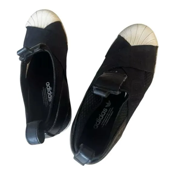 Adidas Women Black White Sneakers Size 5.5 Slip On Shoes Casual Skateboard