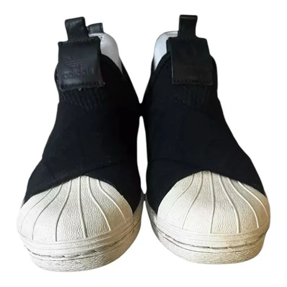 Adidas Women Black White Sneakers Size 5.5 Slip On Shoes Casual Skateboard