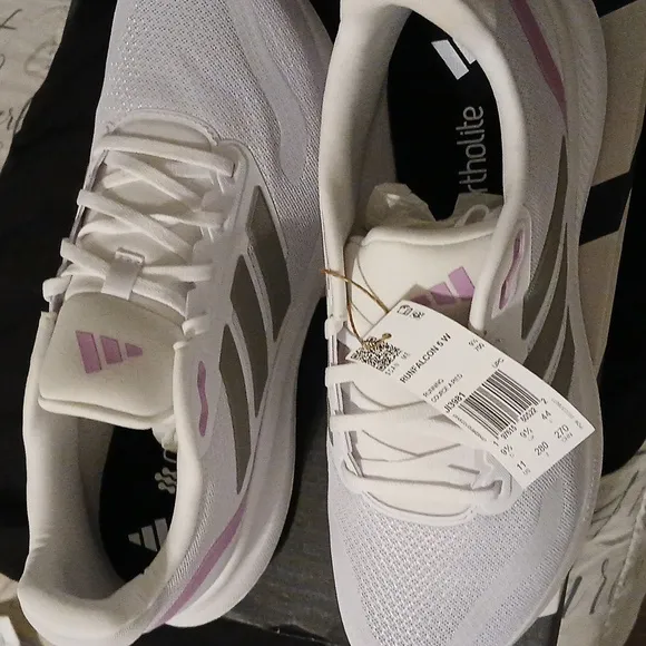 Adidas Women's White and Pink Running Shoes