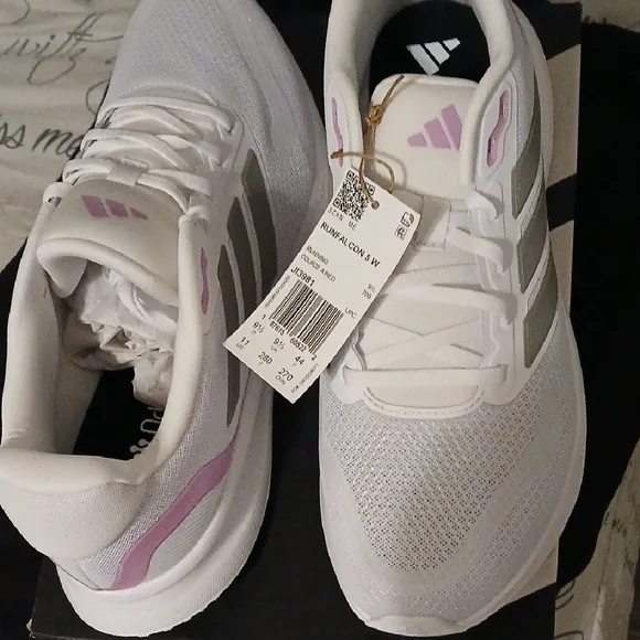 Adidas Women's White and Pink Running Shoes