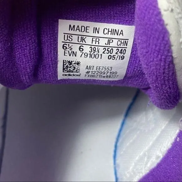 Adidas Yung 69 Chasm J White Purple 6.5 Youth Kids 90s Womens Chunky Y2K Green
