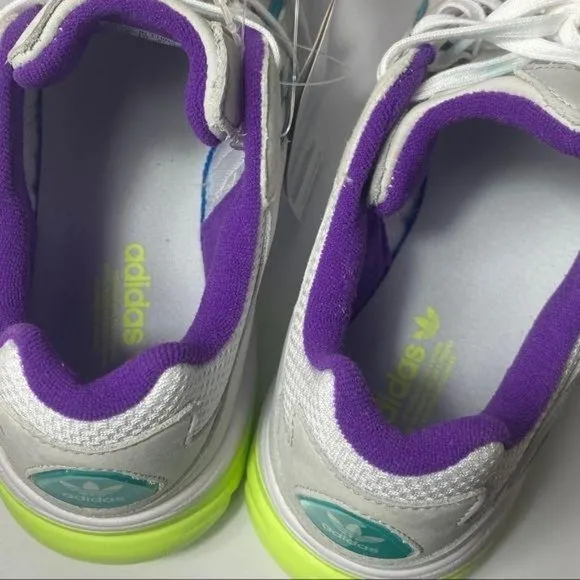 Adidas Yung 69 Chasm J White Purple 6.5 Youth Kids 90s Womens Chunky Y2K Green
