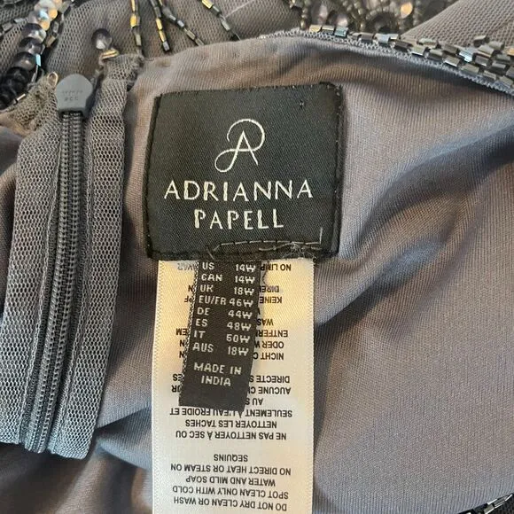 Adrianna Papell  Beaded‎ Blouson Dress in Dusty Blue, 14W, Mother of the Bride