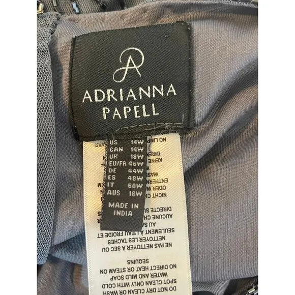 Adrianna Papell  Beaded‎ Blouson Dress in Dusty Blue, 14W, Mother of the Bride