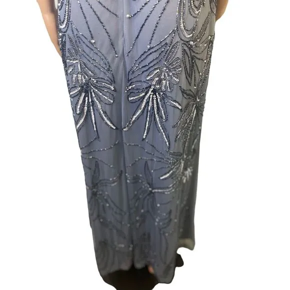 Adrianna Papell  Beaded‎ Blouson Dress in Dusty Blue, 14W, Mother of the Bride