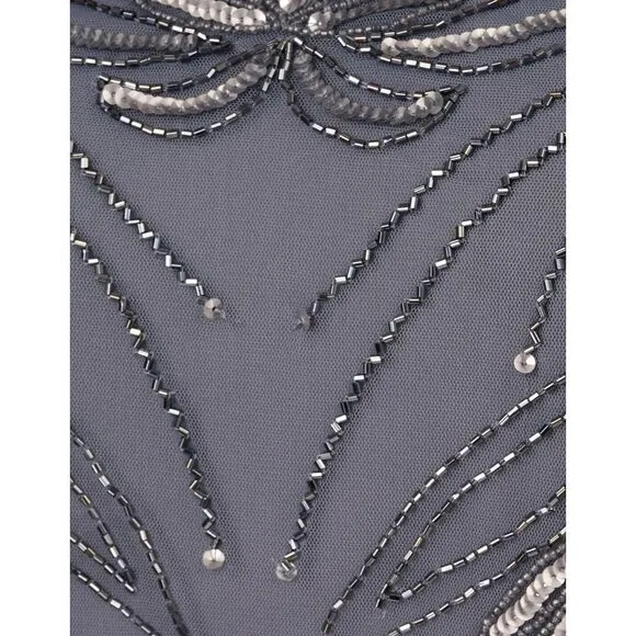 Adrianna Papell  Beaded‎ Blouson Dress in Dusty Blue, 14W, Mother of the Bride