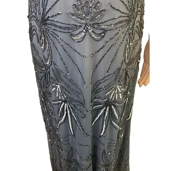 Adrianna Papell  Beaded‎ Blouson Dress in Dusty Blue, 14W, Mother of the Bride