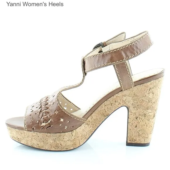 Adrienne Vittadini Revolve platform leather cork sandals 7.5