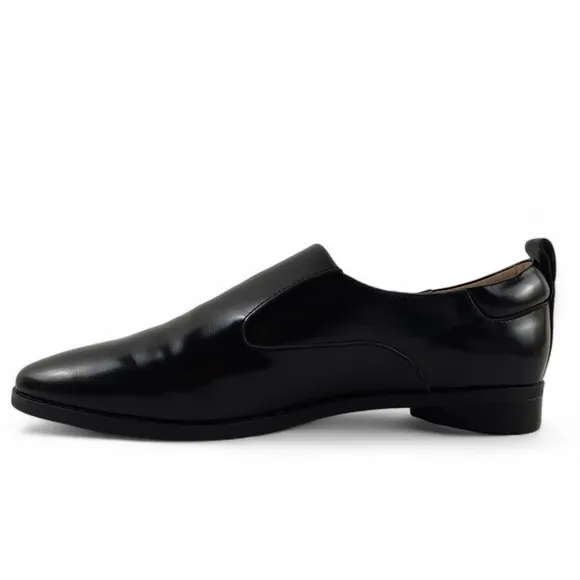 AEROSOLE Menswear Inspired Womens Black Glossy Leather Loafer Minimalist 9.5