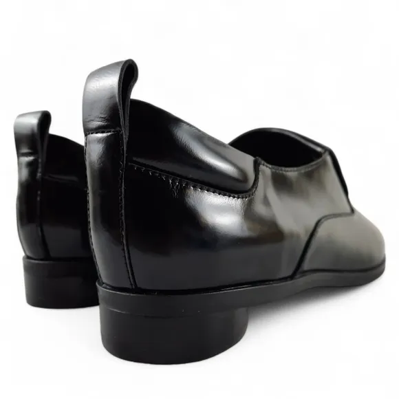 AEROSOLE Menswear Inspired Womens Black Glossy Leather Loafer Minimalist 9.5