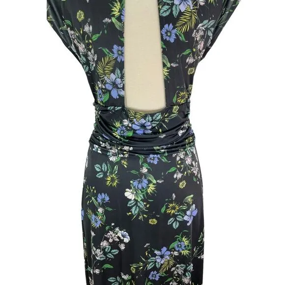 AFRM Floral Cutout Back Winslow Midi Dress Spring Noir Bouquet Womens Size Small