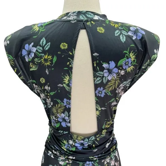 AFRM Floral Cutout Back Winslow Midi Dress Spring Noir Bouquet Womens Size Small