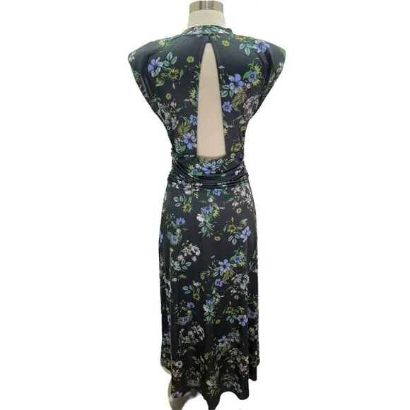 AFRM Floral Cutout Back Winslow Midi Dress Spring Noir Bouquet Womens Size Small