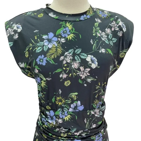 AFRM Floral Cutout Back Winslow Midi Dress Spring Noir Bouquet Womens Size Small