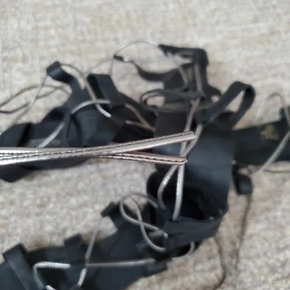 A.Giannetti Boho Black Leather Gladiator Sandals Size 8 1/2