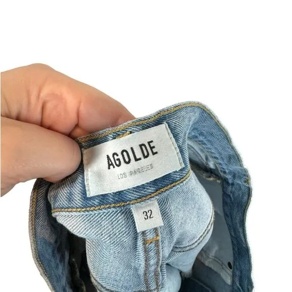 AGOLDE Parker Vintage Cut-Off Denim Shorts in Swapmeet 32 Distressed Raw Hem