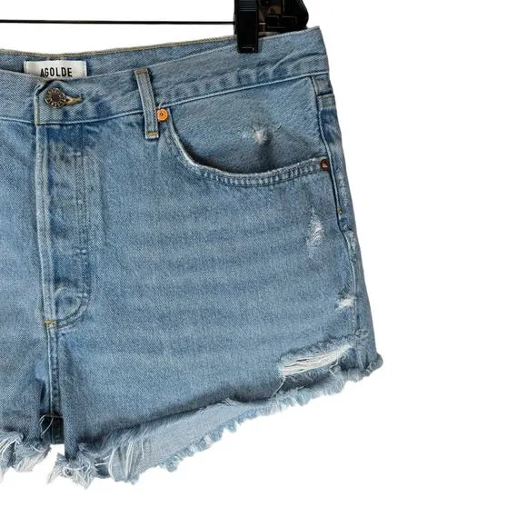 AGOLDE Parker Vintage Cut-Off Denim Shorts in Swapmeet 32 Distressed Raw Hem
