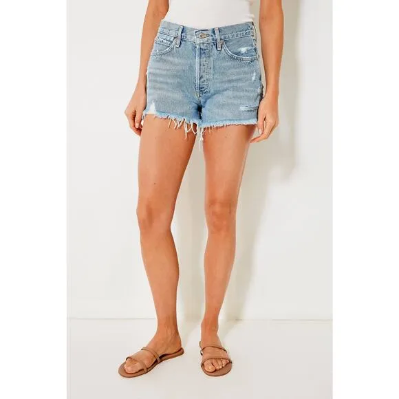 AGOLDE Parker Vintage Cut-Off Denim Shorts in Swapmeet 32 Distressed Raw Hem