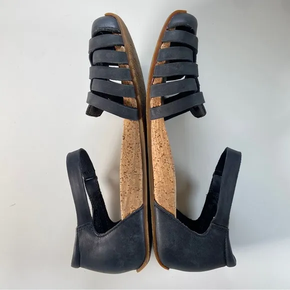 Ahnu Shoes Women’s US 9 Nubuck Black Leather Malini Woven Close Toe Sandal EU 40