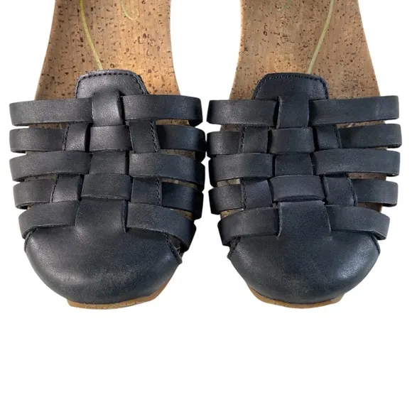 Ahnu Shoes Women’s US 9 Nubuck Black Leather Malini Woven Close Toe Sandal EU 40