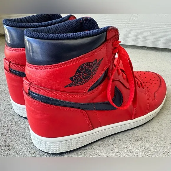 Air Jordan 1 Retro David Letterman 2016 Red Blue Sneakers Men Size 9 Authentic