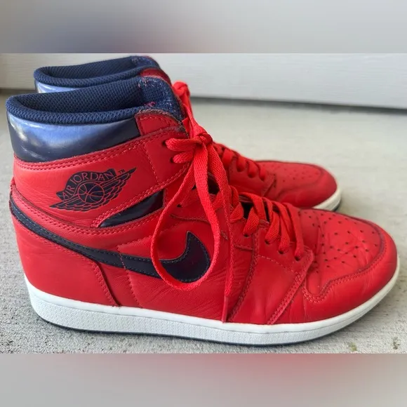 Air Jordan 1 Retro David Letterman 2016 Red Blue Sneakers Men Size 9 Authentic