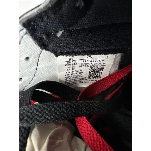 Air Jordan 1 Retro High OG Black Toe Reimagined (GS) Youth Shoes FD1437-106 6Y