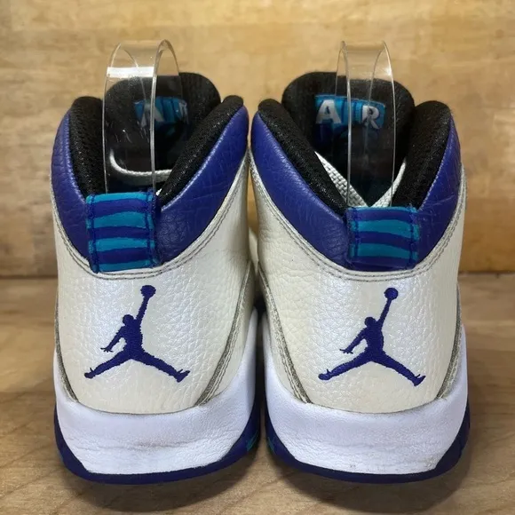 Air Jordan 10 Retro Charlotte Hornets Womens Size 6 (4.5Y) Shoes White Blue
