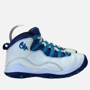 Air Jordan 10 Retro Charlotte Hornets Womens Size 6 (4.5Y) Shoes White Blue
