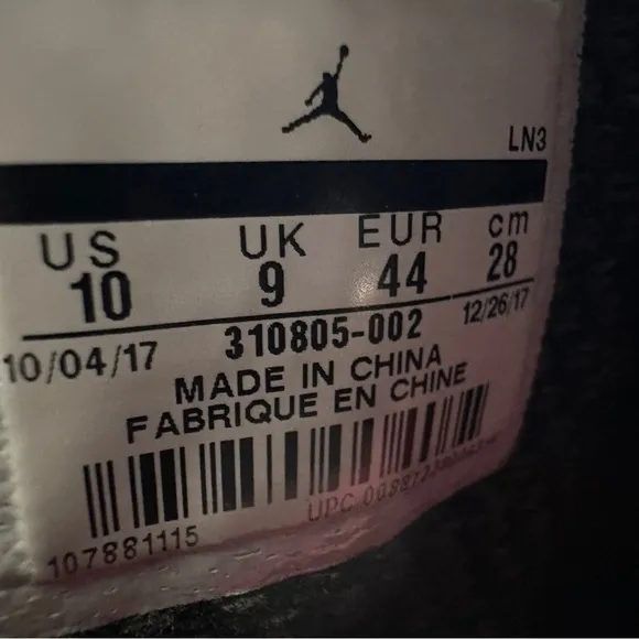 Air Jordan 10 Retro Shadow Shoes Sneakers Men’s Size 10