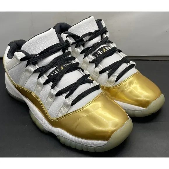 Air Jordan 11 Retro Low Gold White Nike Shoes Boys 5Y Light Use Fast Shipping