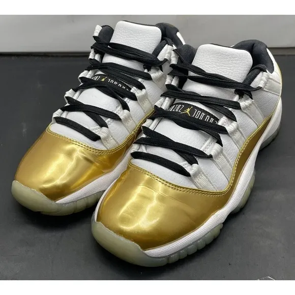 Air Jordan 11 Retro Low Gold White Nike Shoes Boys 5Y Light Use Fast Shipping