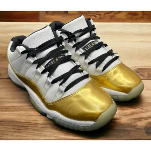 Air Jordan 11 Retro Low Gold White Nike Shoes Boys 5Y Light Use Fast Shipping