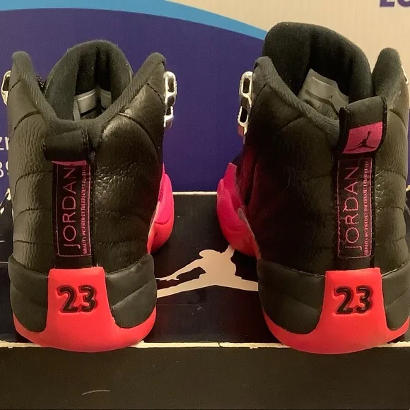 Air Jordan 12 Retro Black Deadly Pink Kids 5y