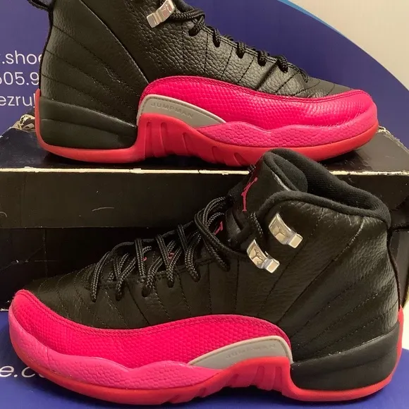 Air Jordan 12 Retro Black Deadly Pink Kids 5y