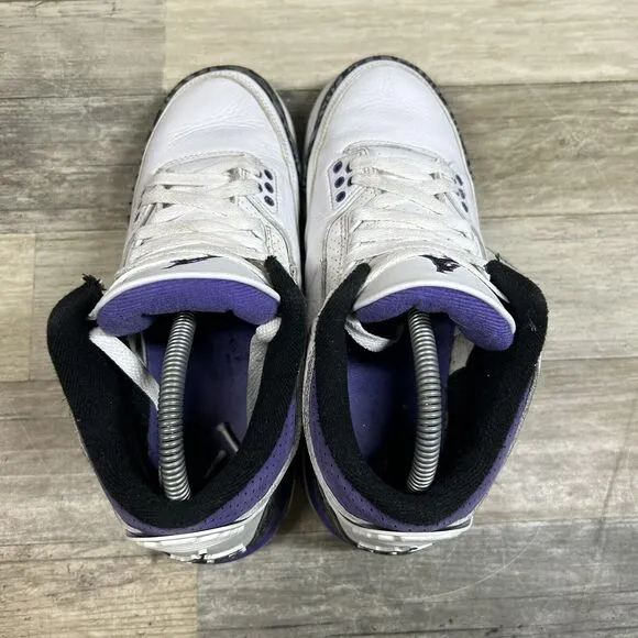 Air Jordan 3 Retro GS Dark Iris Shoes Youth 6.5 White Purple Nike DM0967-105