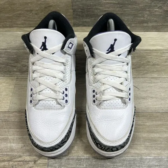 Air Jordan 3 Retro GS Dark Iris Shoes Youth 6.5 White Purple Nike DM0967-105