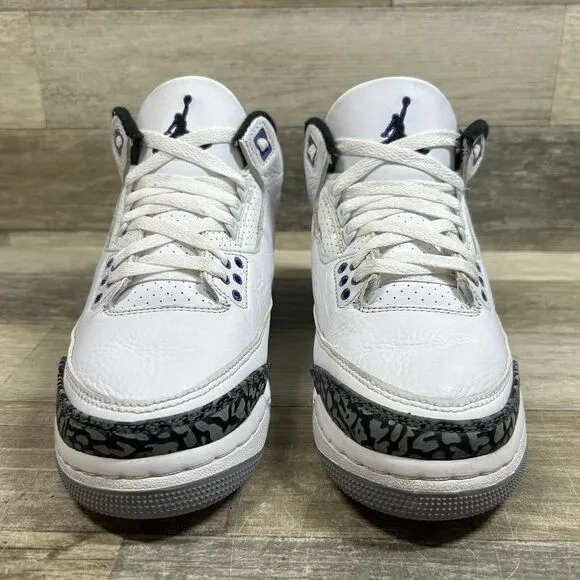 Air Jordan 3 Retro GS Dark Iris Shoes Youth 6.5 White Purple Nike DM0967-105