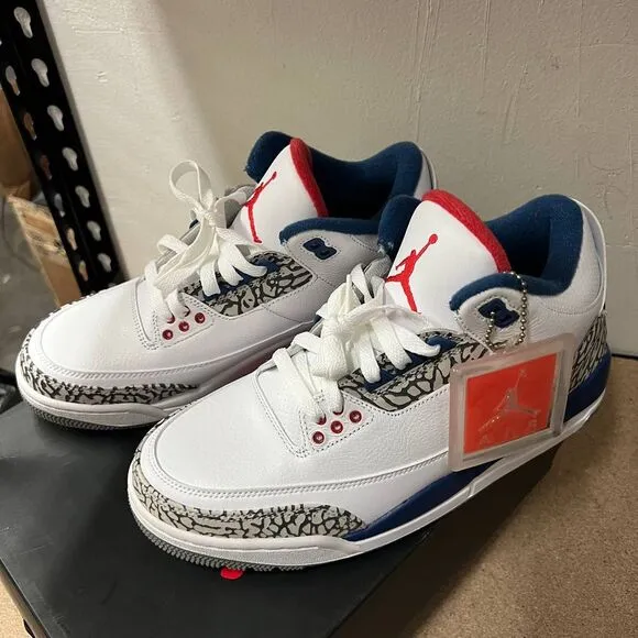Air Jordan 3 Retro OG Shoes Men 8 White True Blue 85426-106 Jumpman New