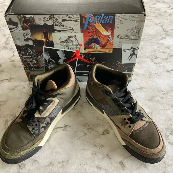 Air Jordan 3 Retro SE patchwork camo shoes  size 8.5