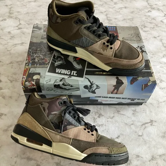 Air Jordan 3 Retro SE patchwork camo shoes  size 8.5