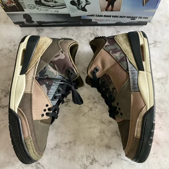 Air Jordan 3 Retro SE patchwork camo shoes  size 8.5