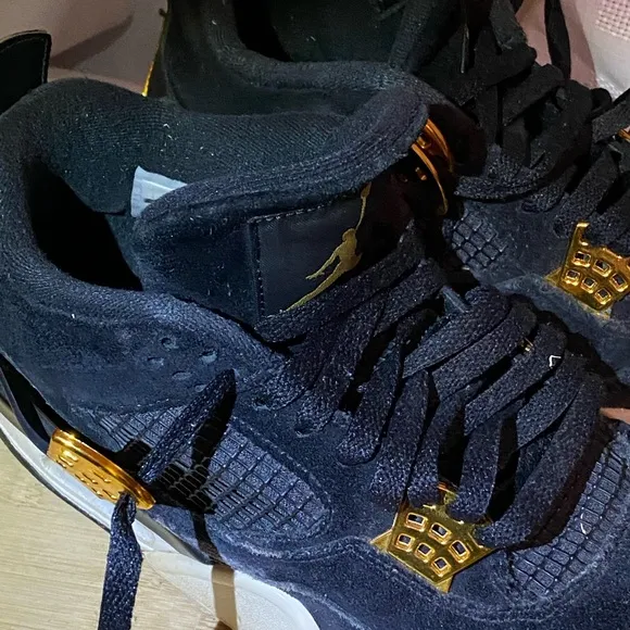 Air Jordan 4 Retro Royalty 308497-032 Black/Metallic Gold Men's - Size 8