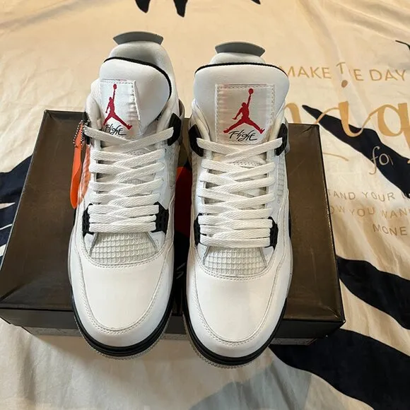 Air Jordan 4 Retro White Cement Basketball Shoes