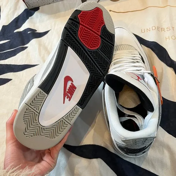 Air Jordan 4 Retro White Cement Basketball Shoes