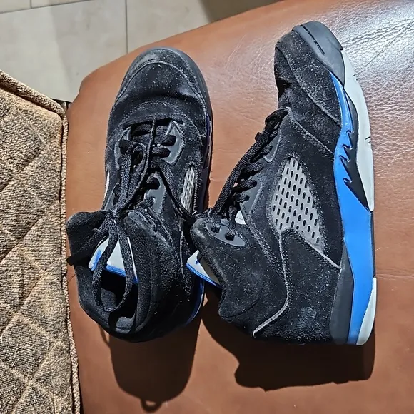 Air Jordan 5 Retro Black/Racer Blue Lace Up Sneakers Shoes Multicolor