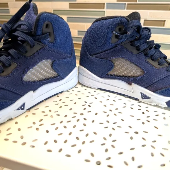 Air Jordan 5  Retro Georgetown Midnight Navy Child Size 12C Shoes FN5453-400