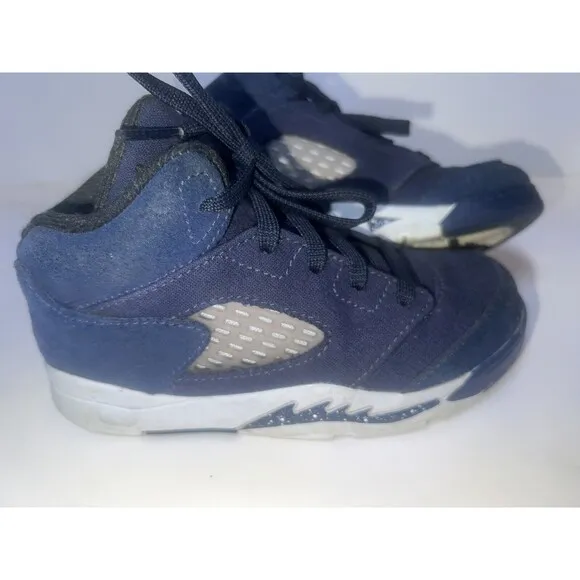 Air Jordan 5 Retro Navy Blue Toddler Baby Kids Sneakers Athletic Shoes Sz 10 TD