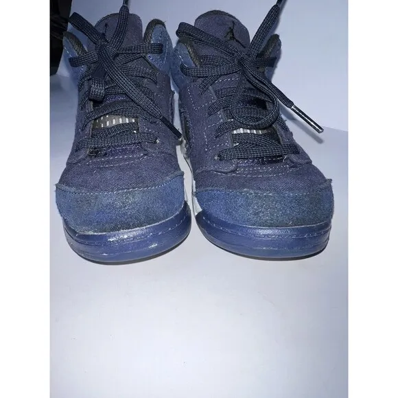Air Jordan 5 Retro Navy Blue Toddler Baby Kids Sneakers Athletic Shoes Sz 10 TD